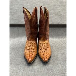 Rodeo Bravo Mens 27.5 Western Boots Brown Alligator Head Cut Leather Cowboy